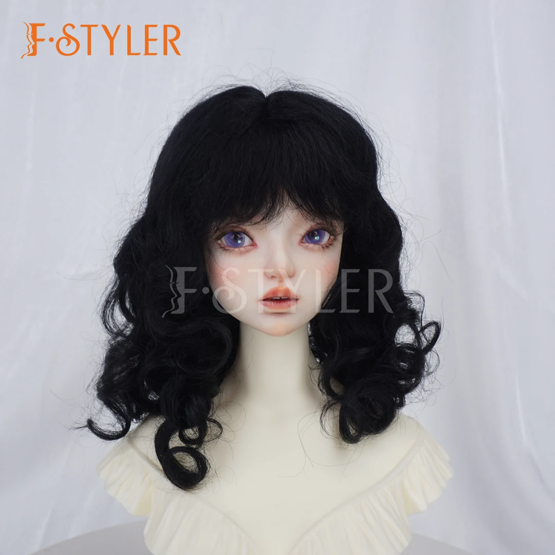 

FStyler BJD Doll Wigs Mohair Soft Hair for Dolls Black Blonde Brown 5-6 6-7 7-8 8-9 Inch Head Size Toys Dress Up Accessories