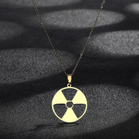 Kinitial Janeiro Radiation Hazard Symbol Pendant Radioactive Necklace Hulk Logo Nuclear Emblem Cyber Goth Logo Imprint Stalker