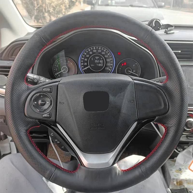 For Honda CR-V CRV 2012 2013 2014 2015 2016 Car Interior Braid on Steering Wheel Hand-stitched Leather Protection Cover Trim