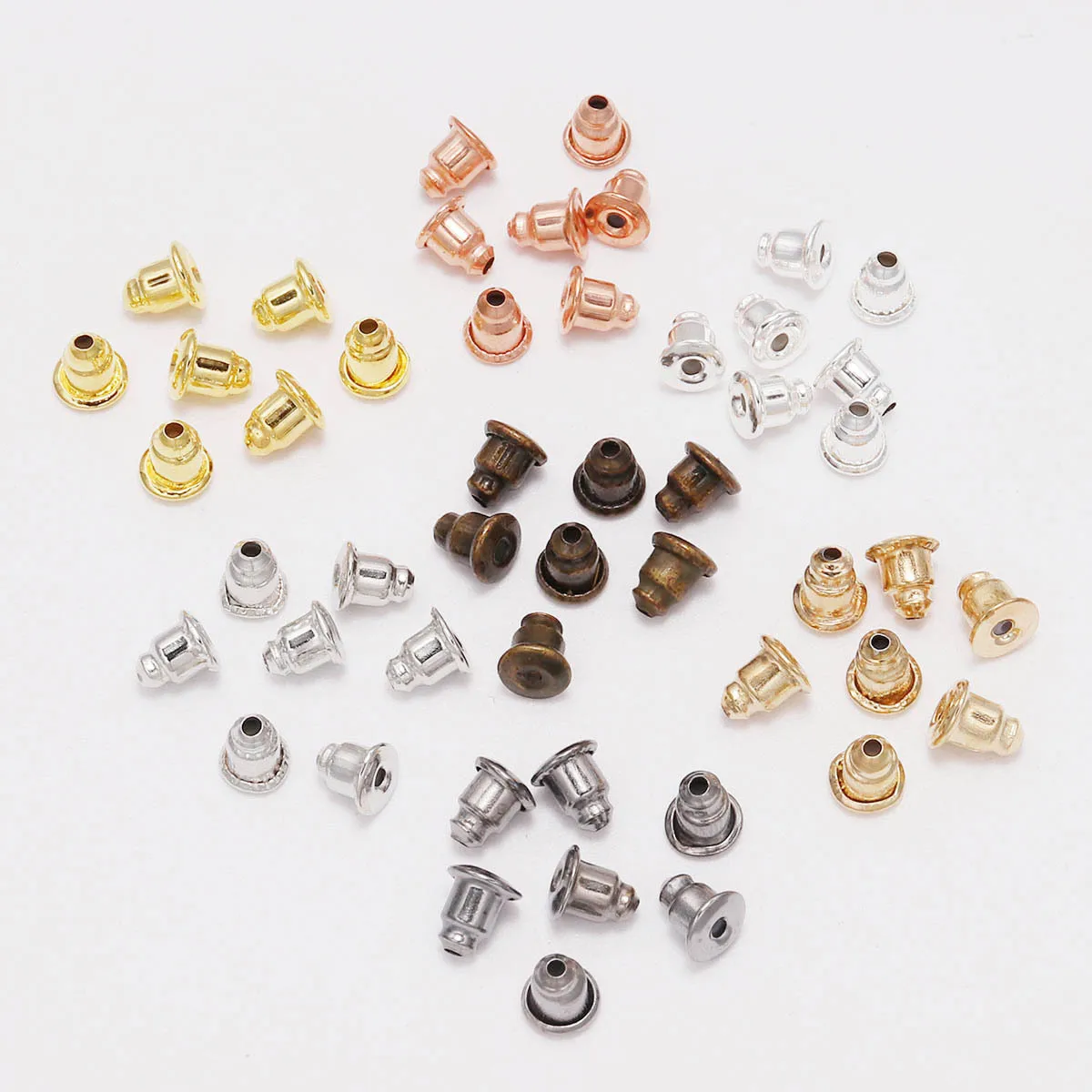 200Pcs Multi Colored Metal Ear Plugs, Earrings, Bullet Heads, Earplugs, Ear Caps, Ear Holders, DIY Jewelry Accessories Wholesale