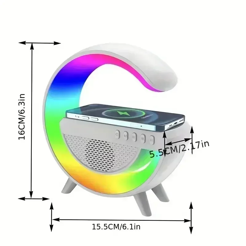 ลำโพงบลูทูธ RGB ชาร์จไร้สายได้เหมาะสำหรับ iPhone Xiaomi Samsung, ชาร์จได้เร็ว