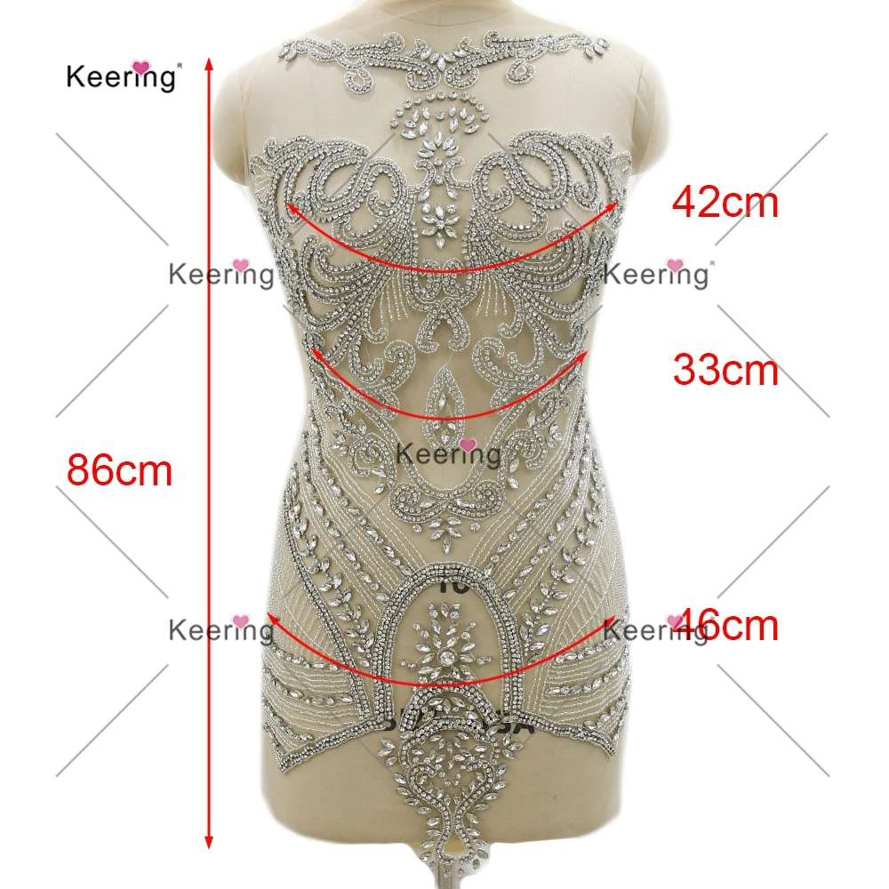 

WDP-630 Silver Fashion Chic Women's Skirts Full Rhinestone Bodice Appliques Wedding Dress Decoration Chic New
