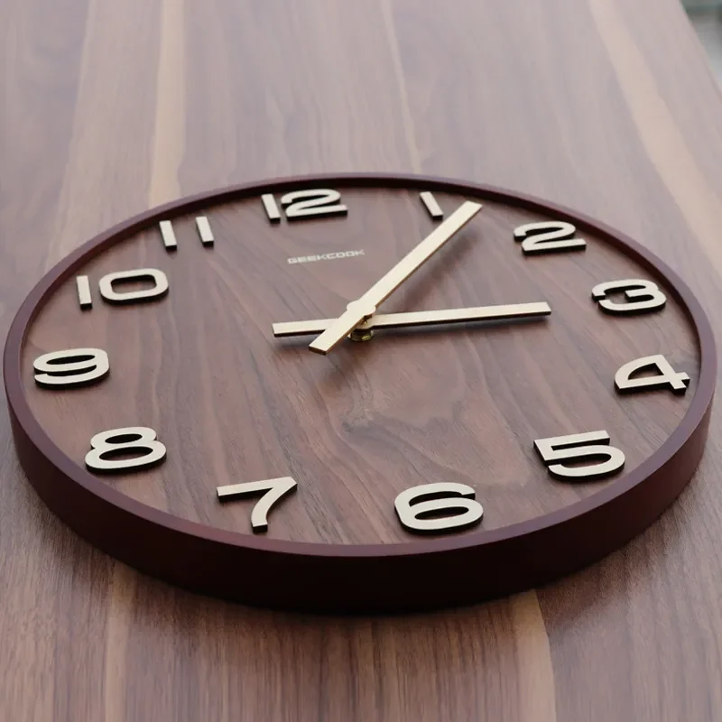 Norwegian Forest Digital Silent Wall Clock for Qu Wood Chinese Trendy New Home Accessories Clock