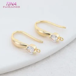 10*18MM 14K Gold Plated and Zircon Stud Earring Making Supplies Earring Hook  For Jewellery Accessories
