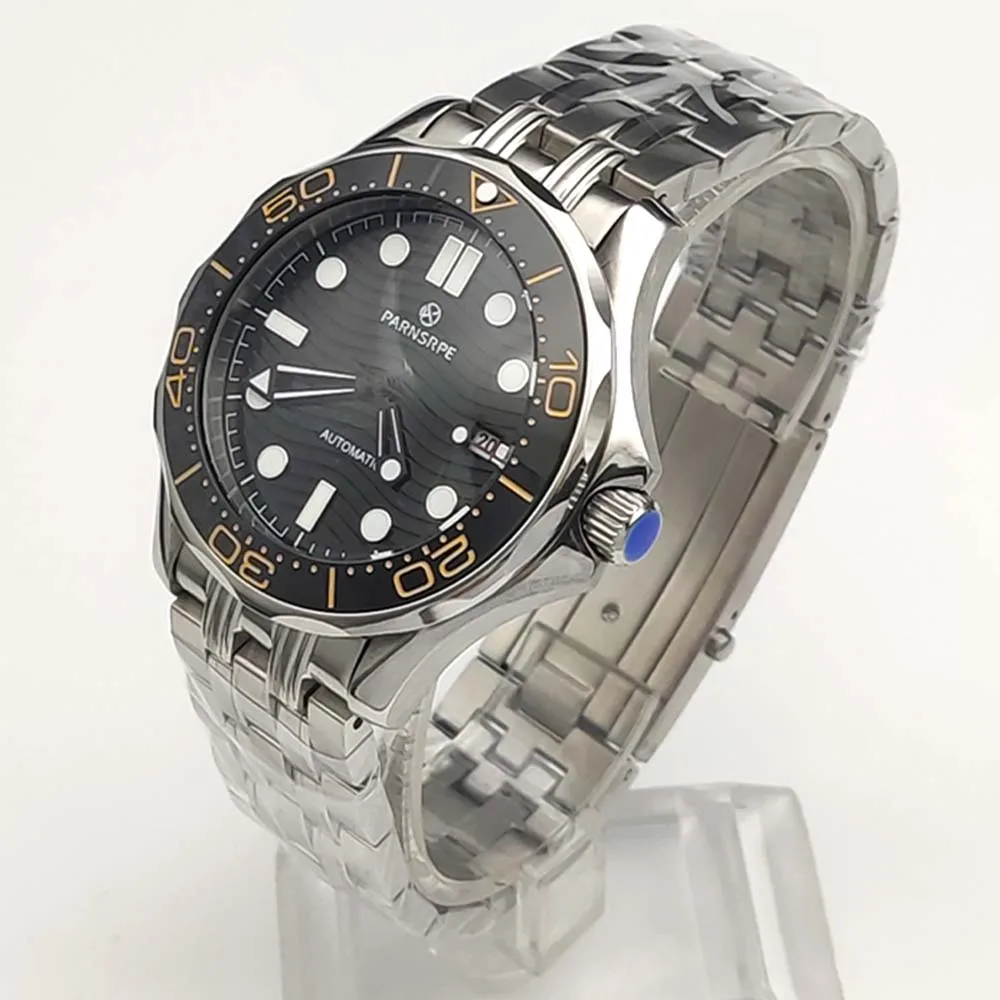 Men's Automatic Mechanical Watch Calibre 8215 Ceramic Bezel Sterile Wave Pattern Dial 316L Stainless Steel Waterproof Watch