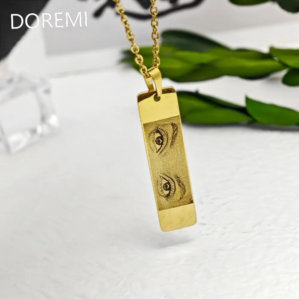 DOREMI Anniversary Jewelry Personalized Human Eye Necklace Human Eyes Custom Gift Engraved Portrait Eye Photo Necklace