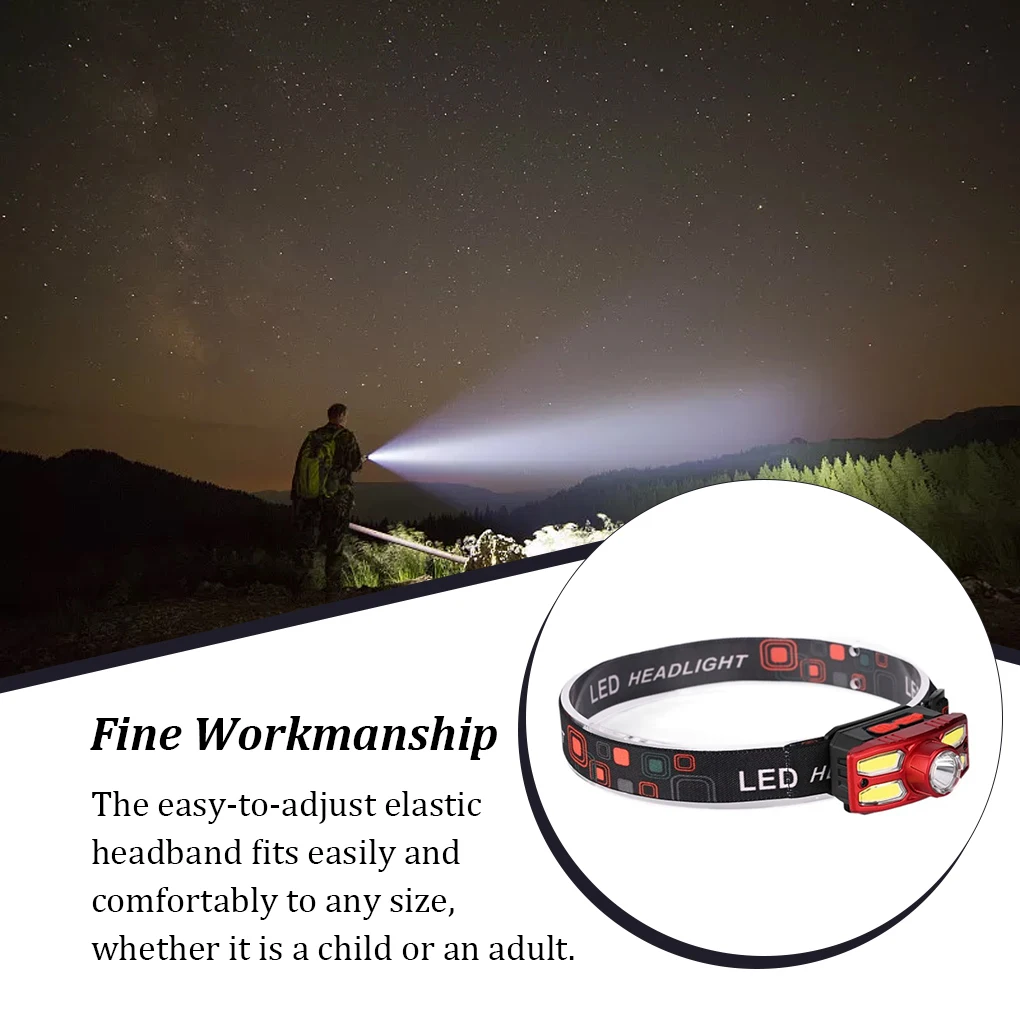 For Outdoor Camping Fishing Head Lamp Lumen Rechargeable Headlamp Waterproof Head Flashlights Motion Sensor HeadLight