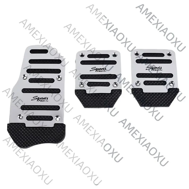 

AMEXIAOXU 3Pcs Fuel Gas Accelerator Pedal Break Pedal Clutch Pad Cover Foot Pedals Non-Slip For Manual Transmission Car Silver