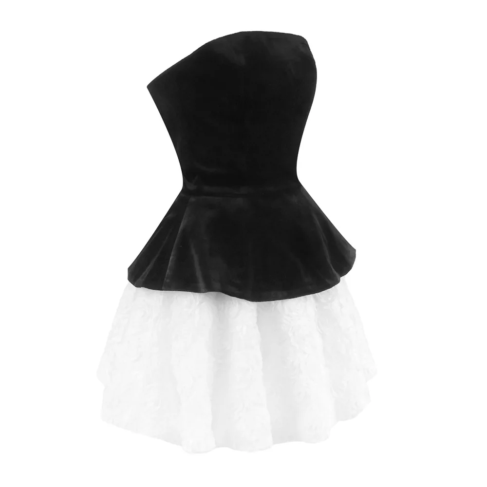 

Элегантные комплекты из трех предметов: короткое платье без рукавов с белым цветочным принтом, черный топ-бандо и винтажные наряды для гостей на свадьбу