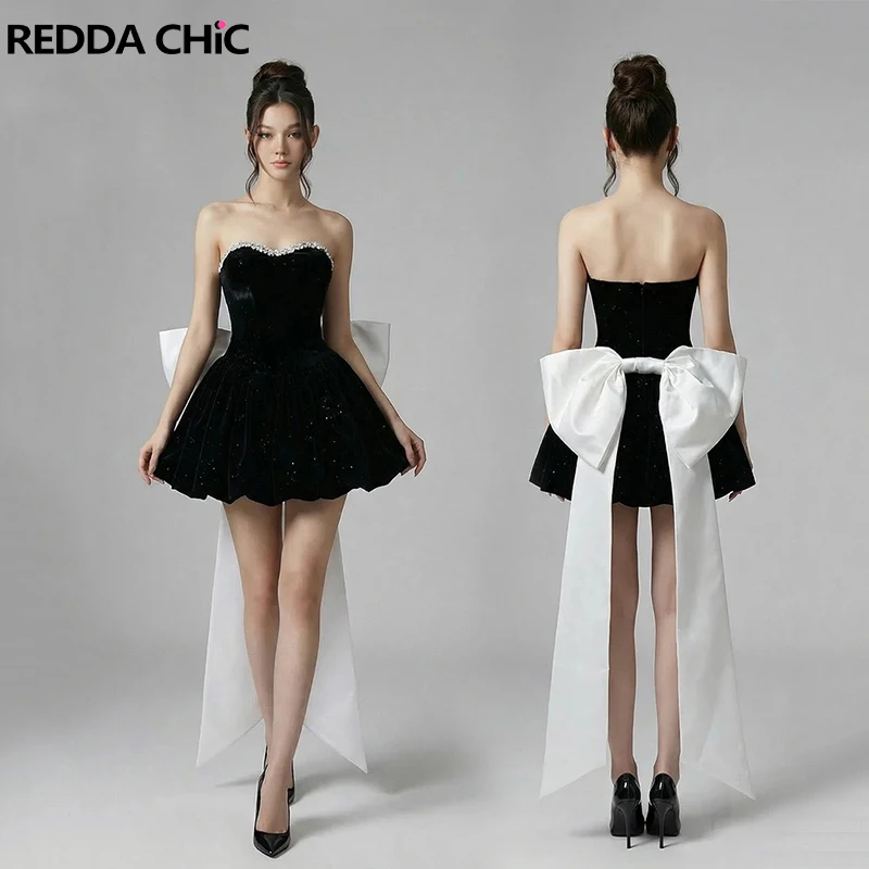 

Вечернее платье REDDACHiC со съемным бантом для женщин, на выпускной, с пайетками, бархатом, стразами, корсетом, оборками и пышной юбкой, костюм на день рождения