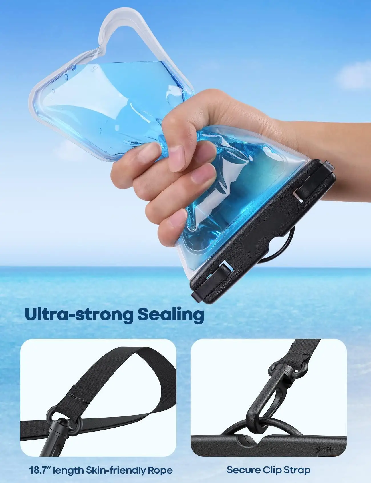 Custodia impermeabile per telefono [Easy Lock & Heavy Duty] Borsa asciutta per cellulare resistente all'acqua IPX8 per iPhone Samsung sotto i telefoni da 6,8"