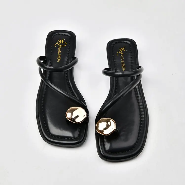 Elegante Damen-Slip-On-Sandalen mit eckiger Zehenpartie, Sommer 2025, offenes Design, synthetisches Obermaterial, Gummisohle, bequeme Passform, lässige Schuhe – Detail 9
