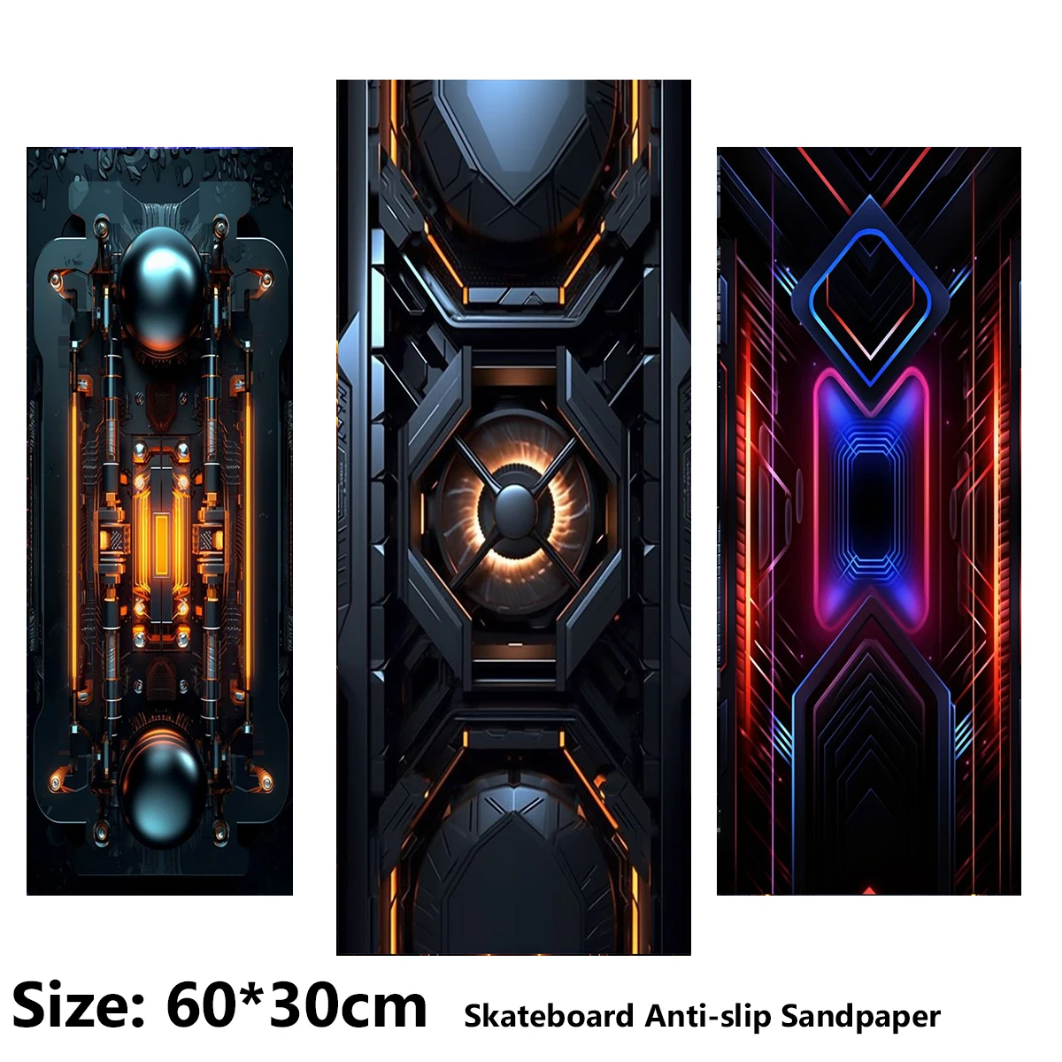 

Mecha Wind Tape Pattern Electric Scooter Anti-slip Sticker Sandpaper Skateboard Grip Tape Sheet 60*30cm