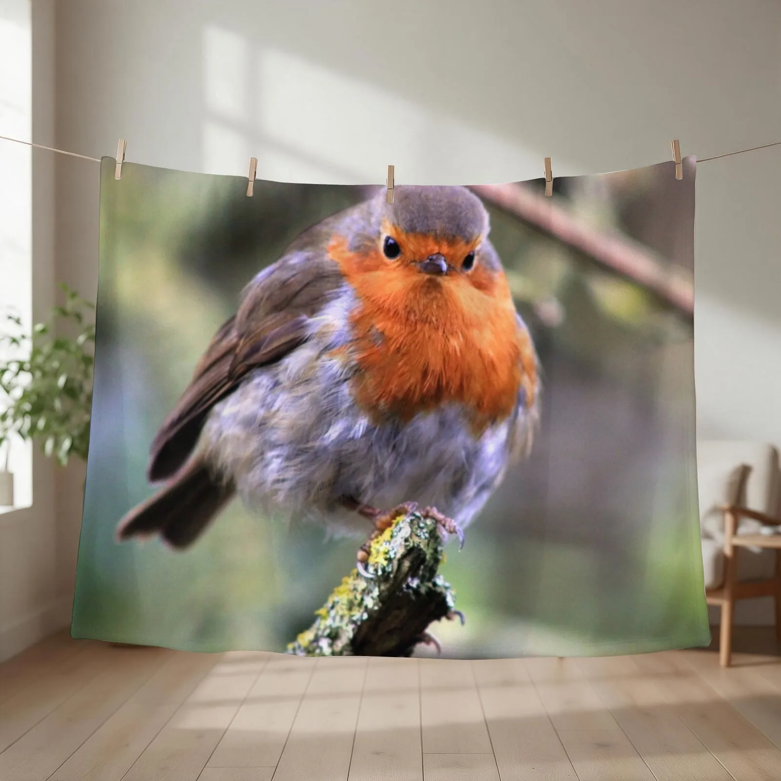 Robin Watching Me Throw Blanket Camping for sofa Moving Fashion Sofas Blankets