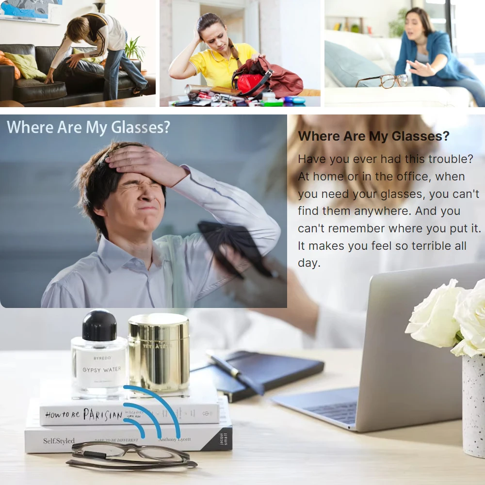 小型紛失防止スマートキーファインダーアイテムロケーターワイヤレスBluetoothメガネトラッカー小物メガネファインダーアプリ位置タグ