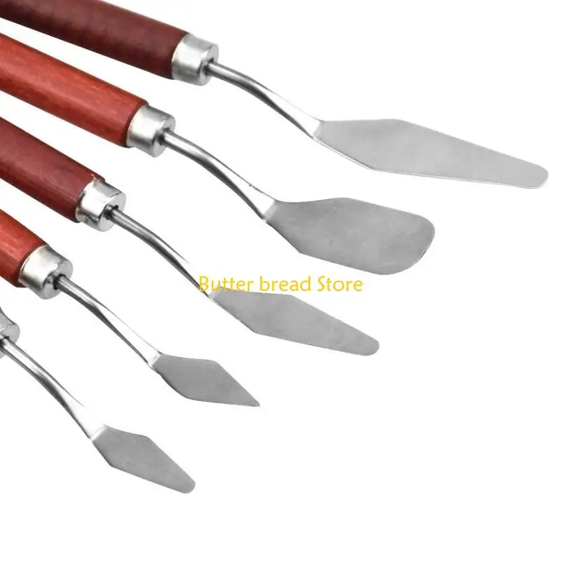 W89c рисовать скрепочный нож с деревянными ручками для акриловой живописи художественной инструменты 5 Set