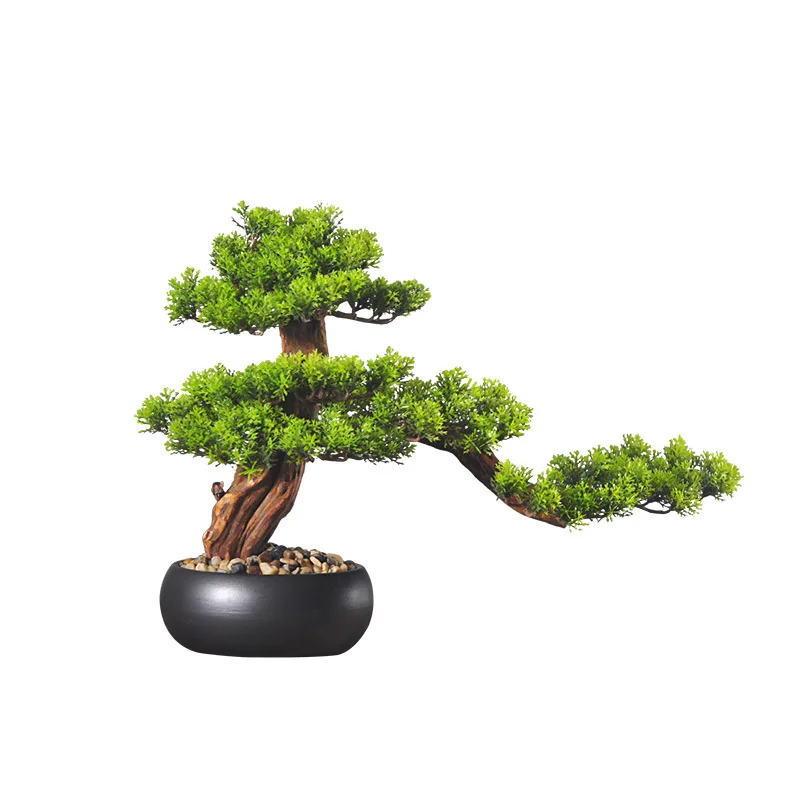 

New Chinese style simulated welcome pine bonsai large ornament living room entrance TV cabinet decoration