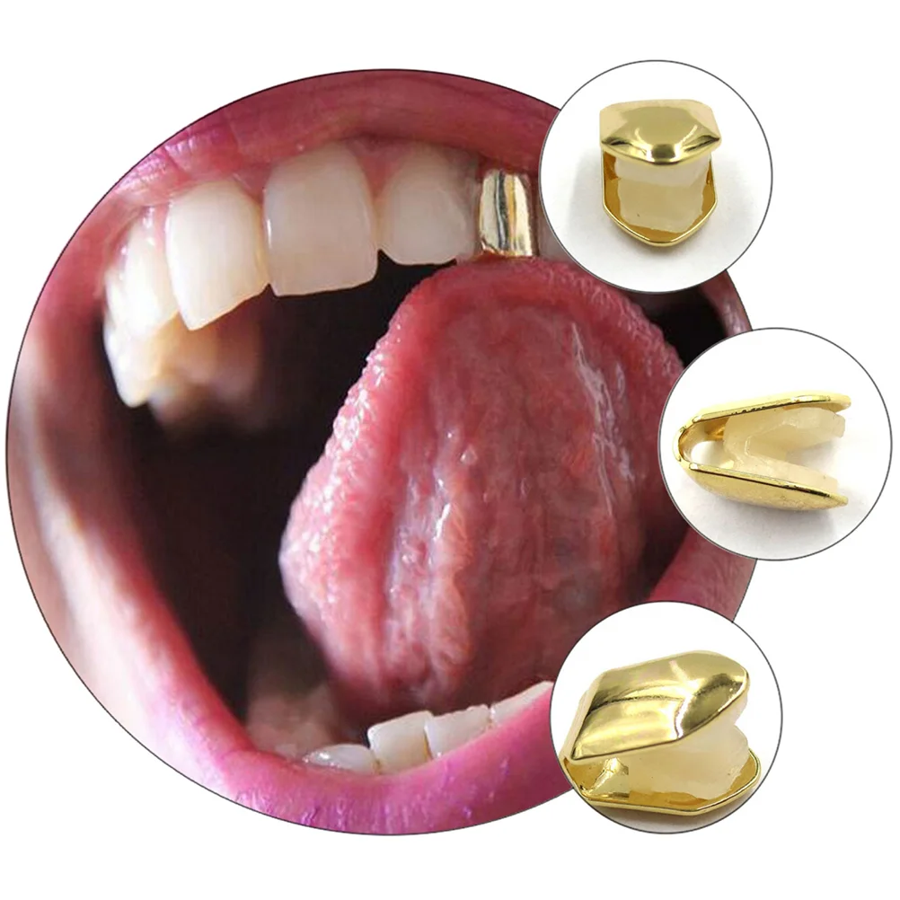 4 Pcs Gold Braces Dental Jewelry Hip Hop Teeth Grills Plated Caps Environmental Copper Hip-hop Style