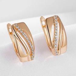 Wbmqda Classic 585 Rose Gold Color Hollow Zircon Drop Earrings For Women Retro Boho Accessories Ethnic Bride Wedding Jewelry