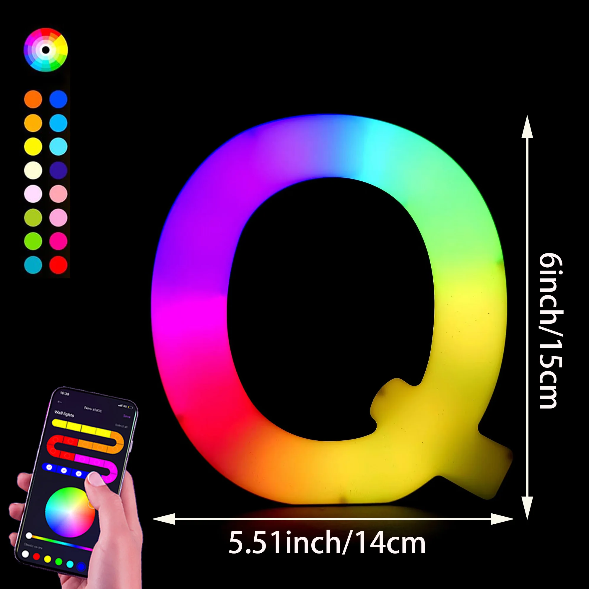 1PC Smart LED Letter Light - DIY RGB Marquee App Controle Muziek Sync Indoor Sign Game Holiday Party Bruiloft Afstuderen Seizoen A-Z
