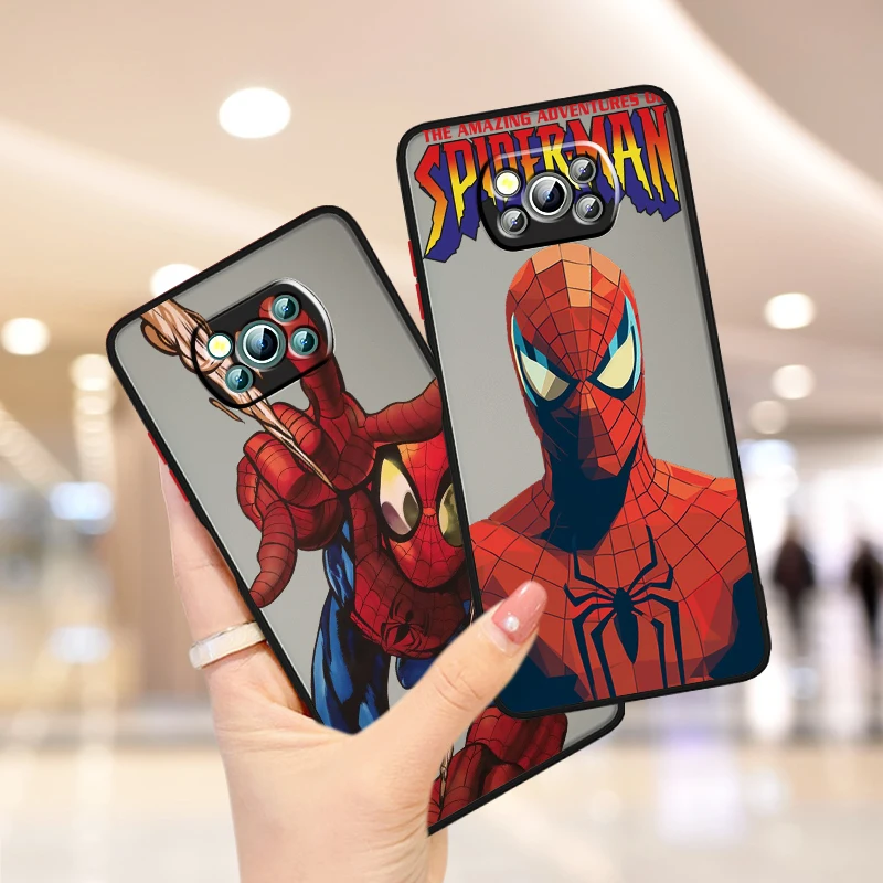 Spider Man Marvel Peter Parker Frosted Translucent For Xiaomi Mi Poco X5 X4 X3 M6 M5S M5 M4 M3 F5 F4 F3 F6 Pro 5G Cover