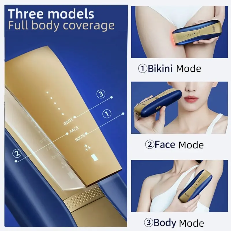 Bosidin Laser Hair Removal Machine (Unisex) Automatic IPL Ice Cooling Hair Removal Machine Infinite Flash 3 in 1 for Home Use