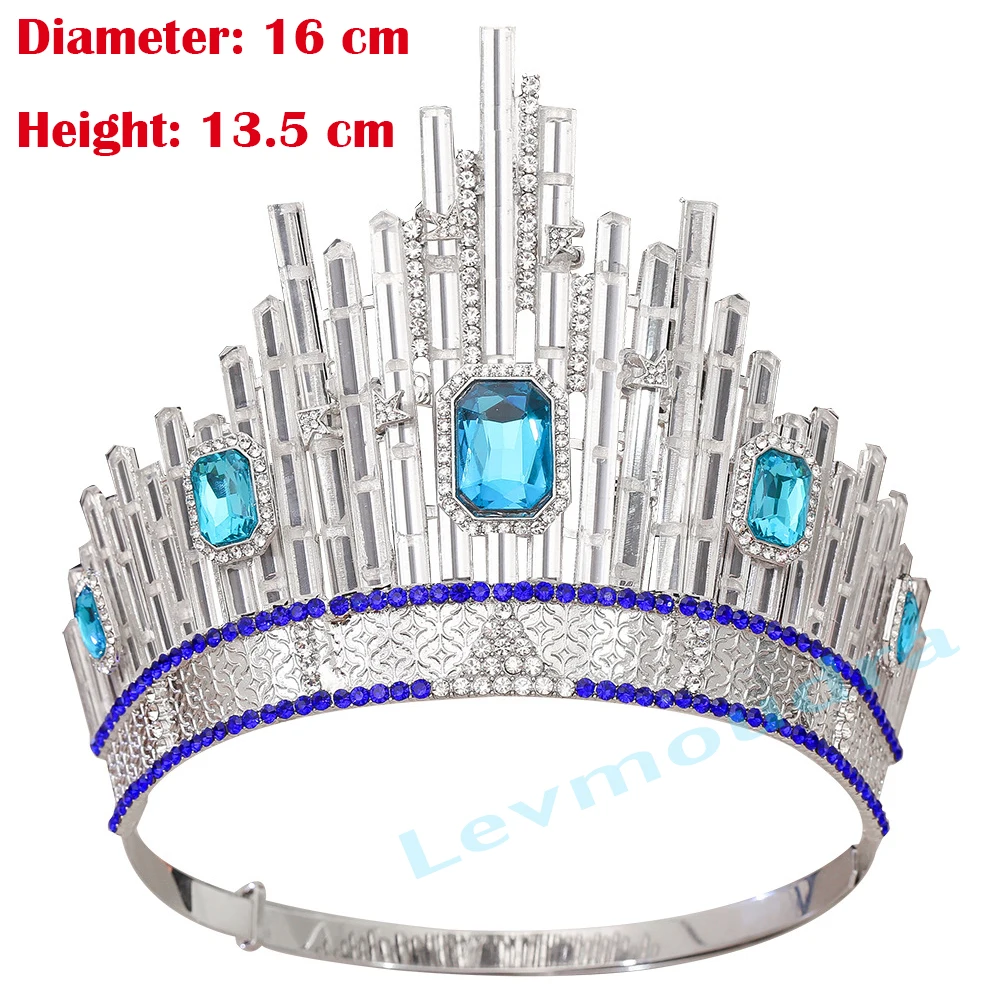 Levmoudra Miss Universe DIC Adjustable Crown Crystal Crown Rhinestone Princess Pageant Diadem Wedding Hair Accessories Tiaras Je