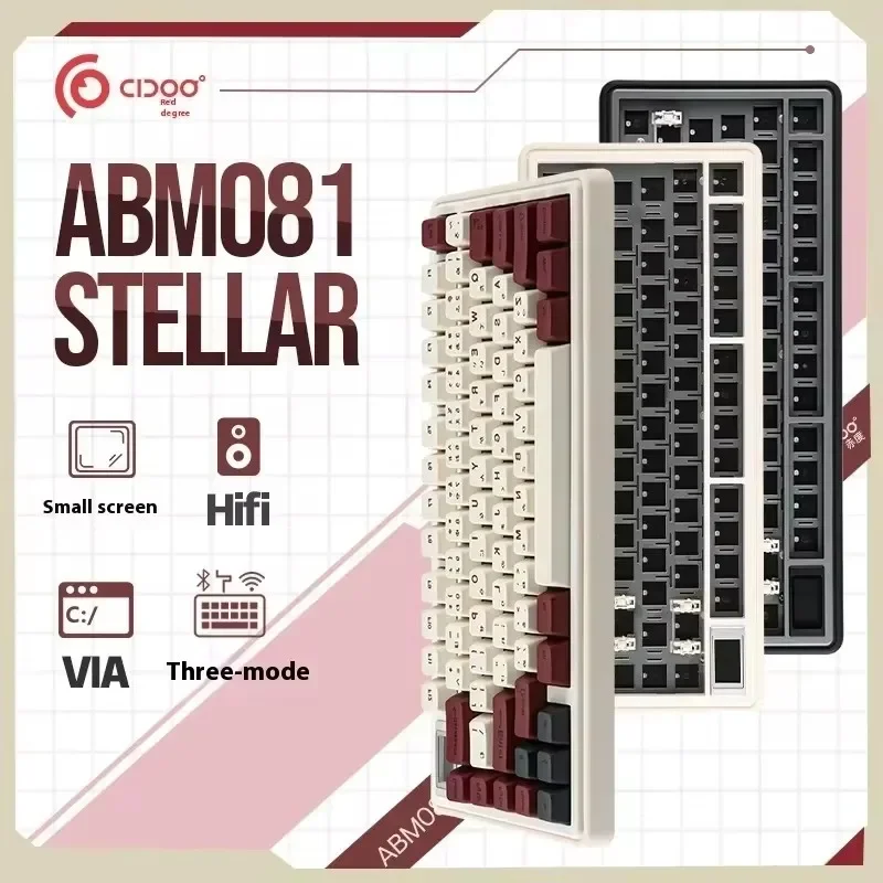 Cidoo ABM081 Mechanical Keyboard Kit with Screen Tri-Mode Hot Swap RGB Gasket Long Endurance Customized Office Gaming Keyboards