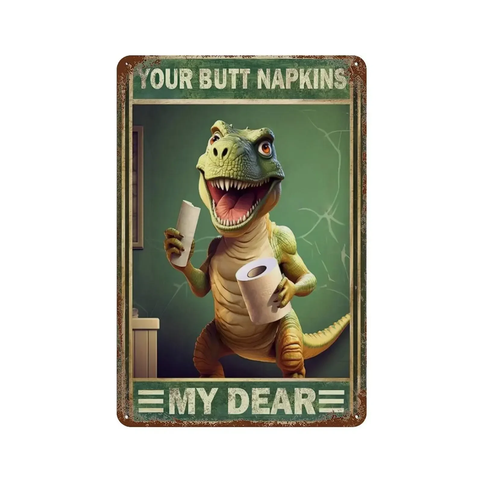 

Funny Animals Wall Art Posters Prints Dinosaur Cats and Dogs Retro Style Metal Tini Signs Decor Picture for Room Toilet