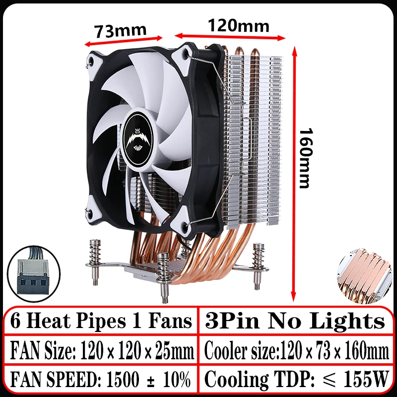 6Heat-pipes 1Fan3pin