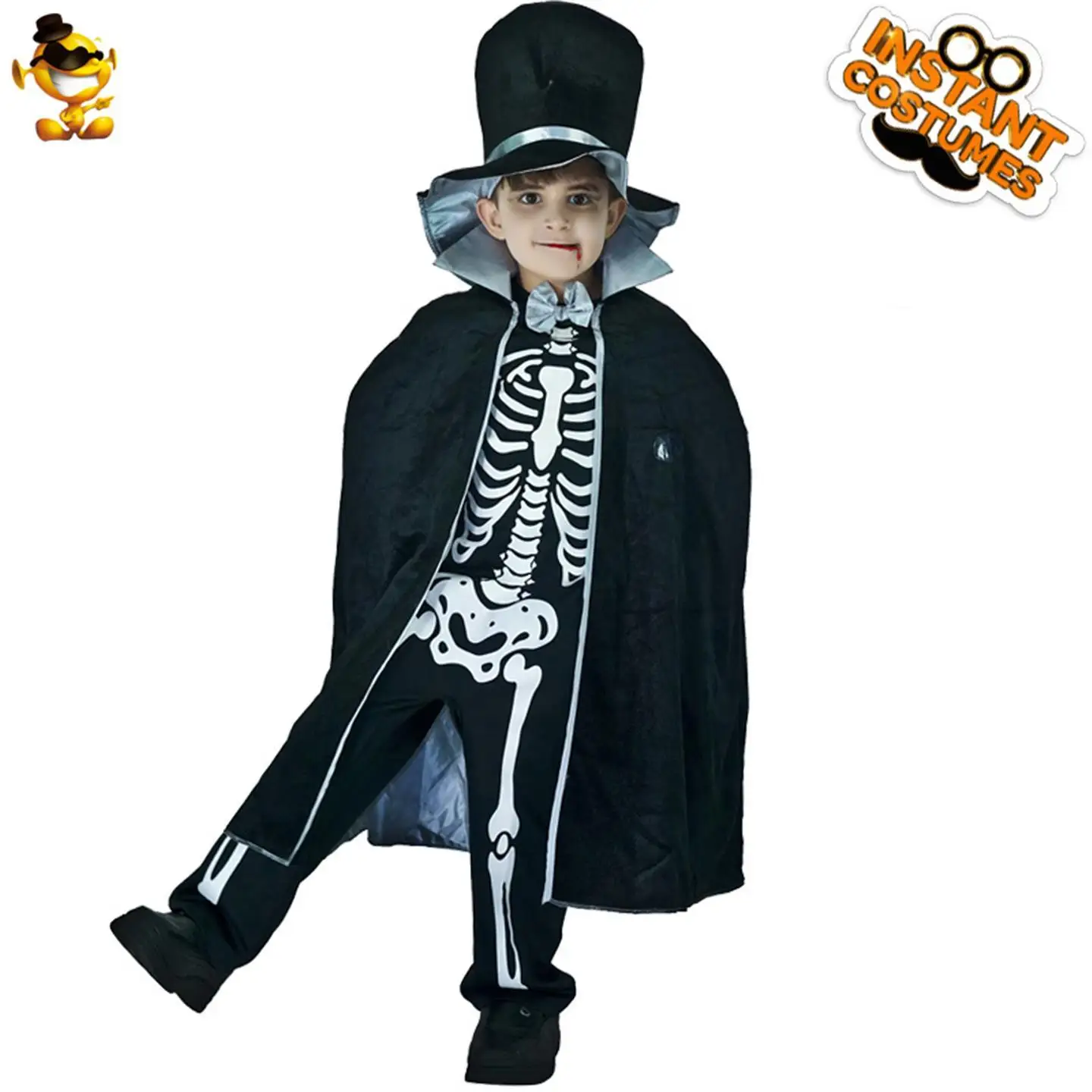 

Children's loween Horror Skeleton Costume Par Outfit Stage Performance Cosplay Role-plang Boys' Terror Outfit