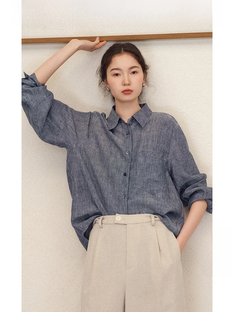 

Художественная льняная рубашка 00 цветов, тканая, повседневная, свободного кроя, женская, весенняя, модная, дышащая, удобная, с длинным рукавом