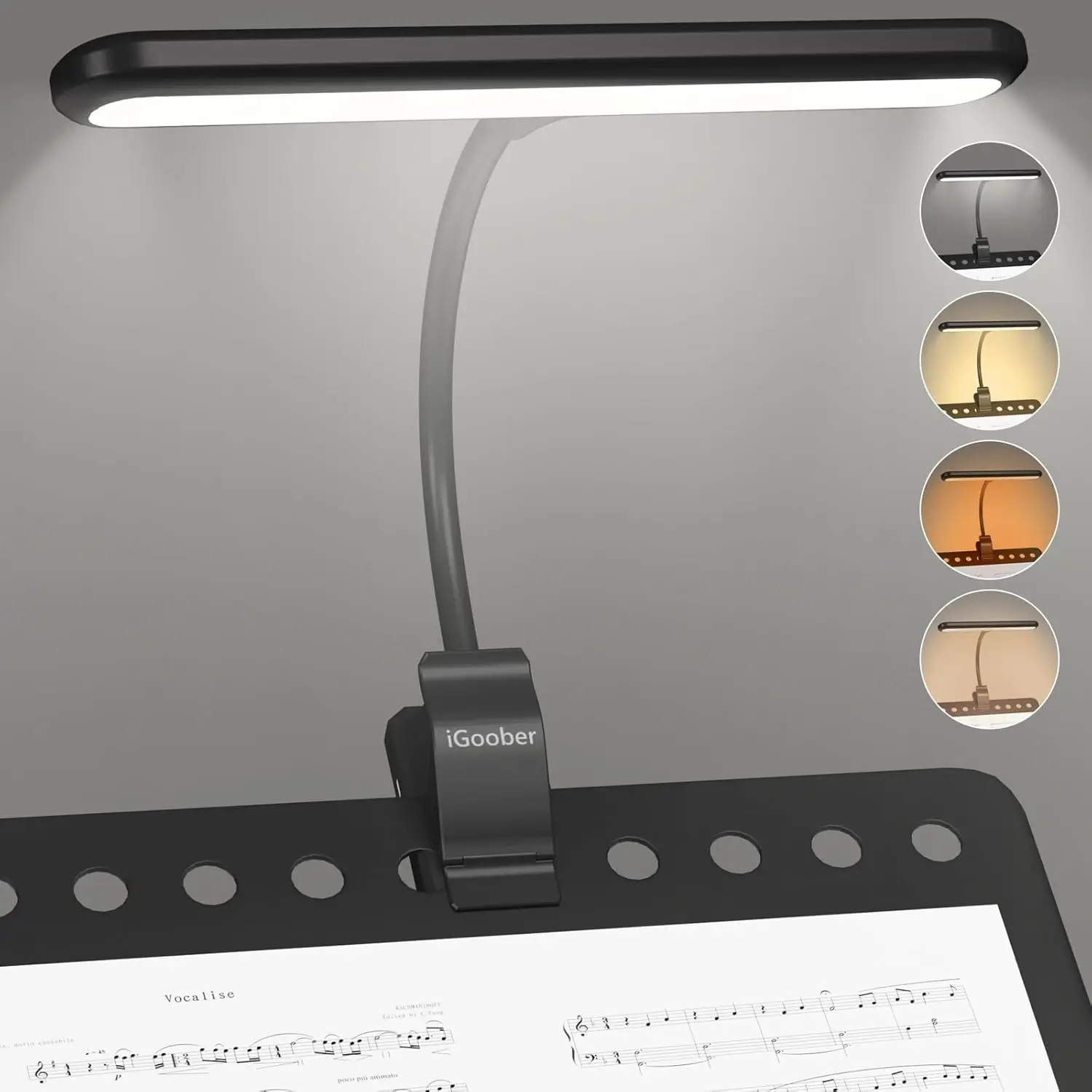 

28 LED Music Stand Light, Clip on Piano Light, Eye Caring, USB-C Rechargeable, 4 Colors, 3 Brightness, for Musician