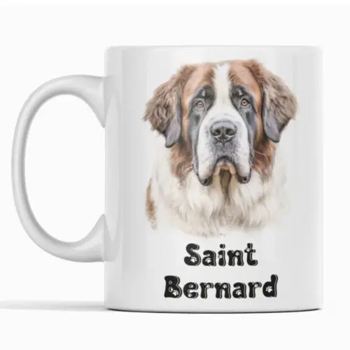 Saint Bernard Dog Breed Mug 11oz White Ceramic Dog Lover Gift For Him or Her