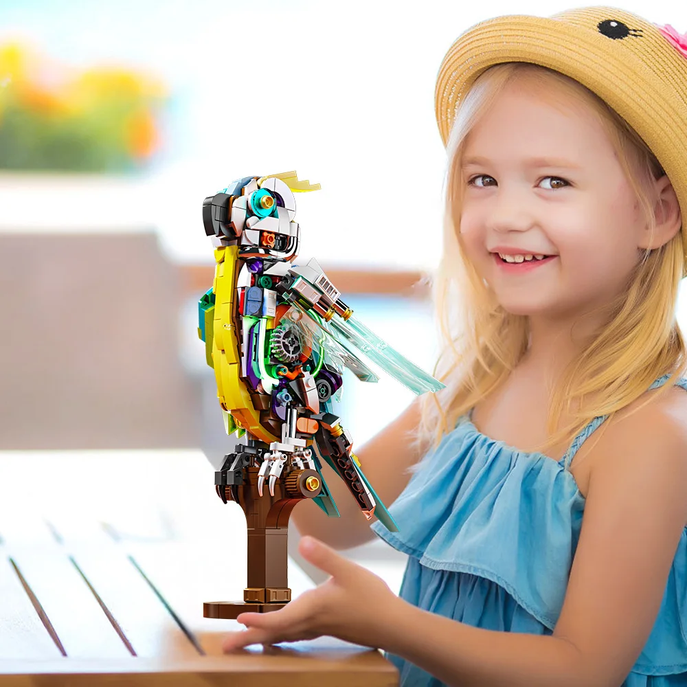 鳥動物ビルディングブロックモデルおもちゃオウムビルディングキットクリエイティブホームデコレーションとオフィスアートワークティーンエイジャーまたは大人用 688 個