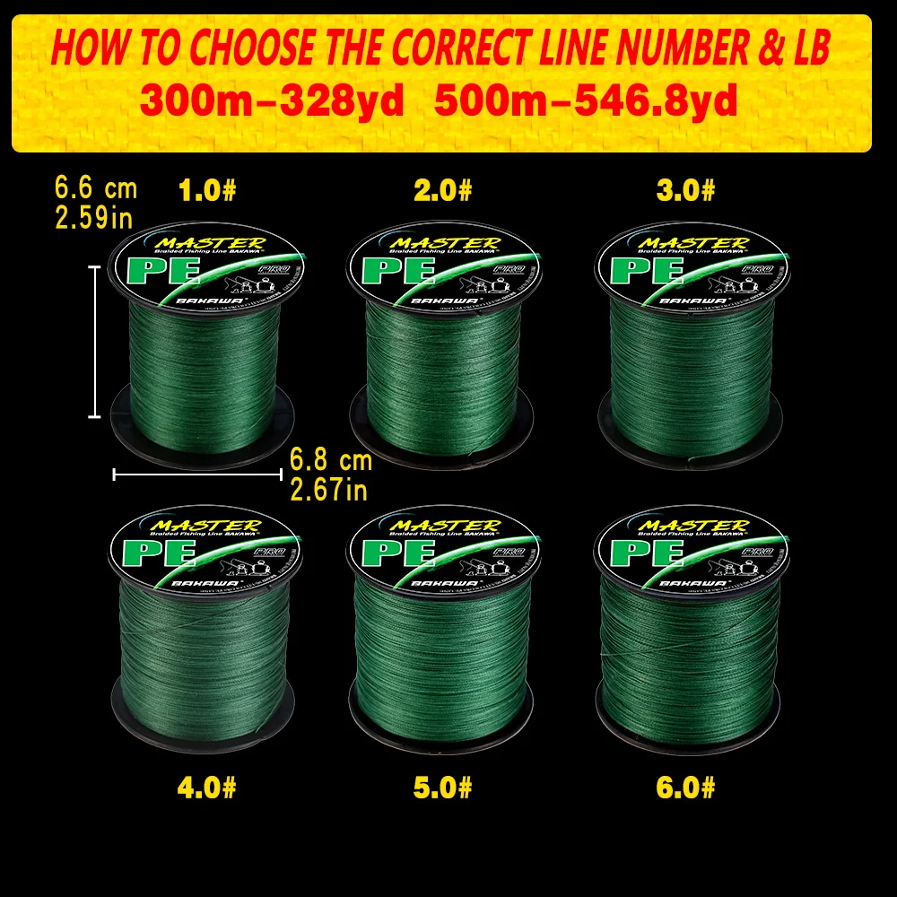 BAKAWA 4X geflochtene Angelschnur, PE-Angelschnur, 100 m, 300 m, 500 m, 1000 m, abriebfest, superstark, Multifilament, für sanftes Werfen – Detail 3