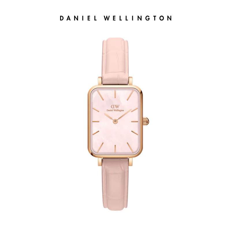 Relógio Feminino Daniel Wellington Quadro 20x26 Luxuoso de Quartzo com Pulseira de Malha em Ouro Rosê e Mostrador Elegante em Madrepérola
