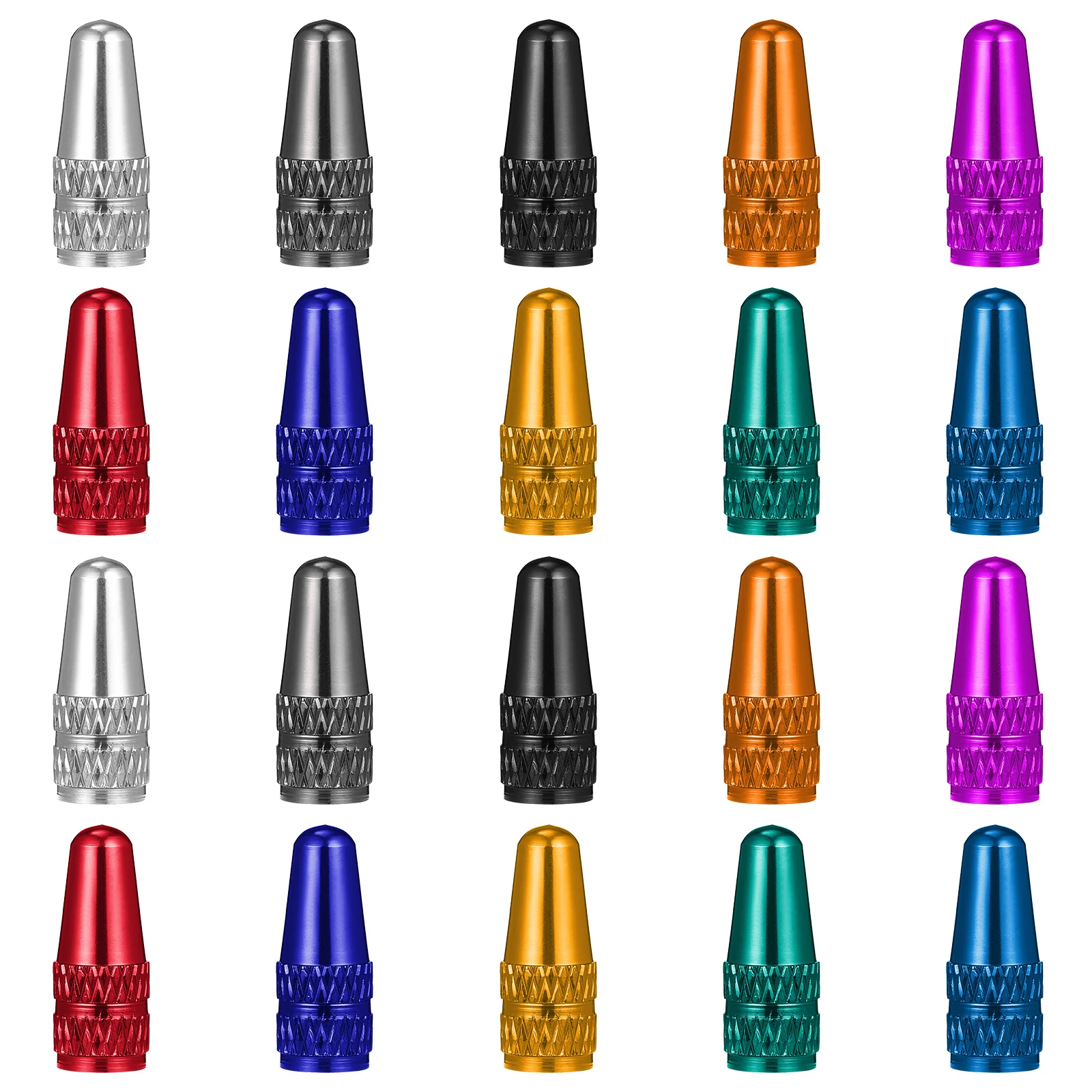 20 قطعة قبعات إطارات الدراجة بأكسيد سبائك الألومنيوم العالمي صمامات الغبار يغطي منع الضرر قبعات مقاومة للماء