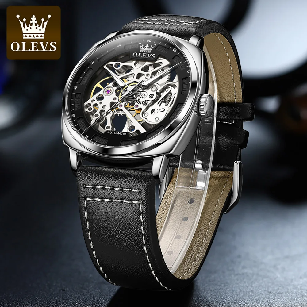 OLEVS Original Luxury Brand Men's Skeleton Automatic Watch