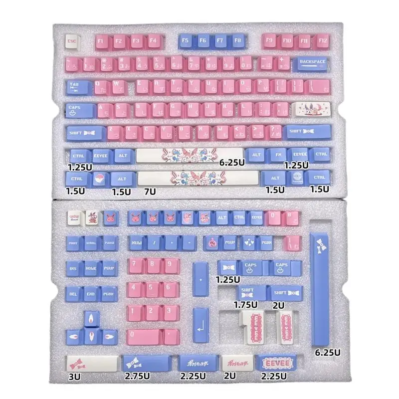 Mechanical Keyboard PBT Keycap Faerie Pink Blue Japanese Cherry Profile DYE Sub ISO Enter 1.25u 1.5u 1.75u 2u 2.25U Shift