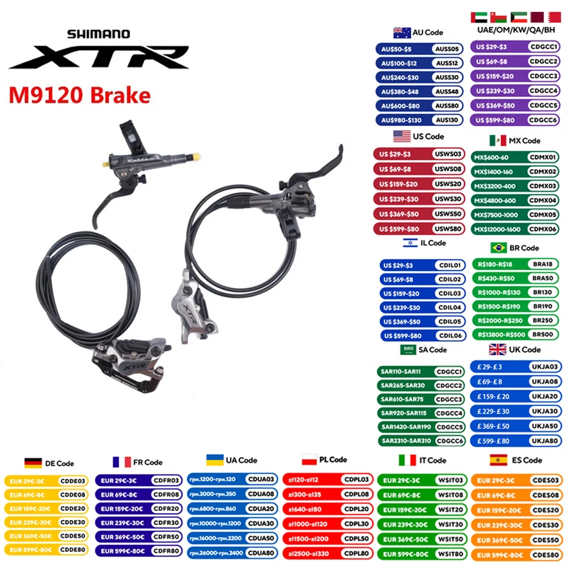 SHIMANO XTR M9100 Series M9120 Brake 4 Piston For MTB Mountain Bike Bicycle Hydraulic Disc Brake Original Shimano Bike Part