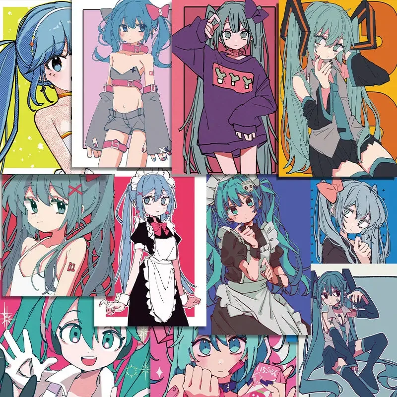 Hatsune Miku Stickers Hatsune Miku Project Diva Anime Peripheral Room Wall Poster Cute Student Dormitory Metope Stickers New