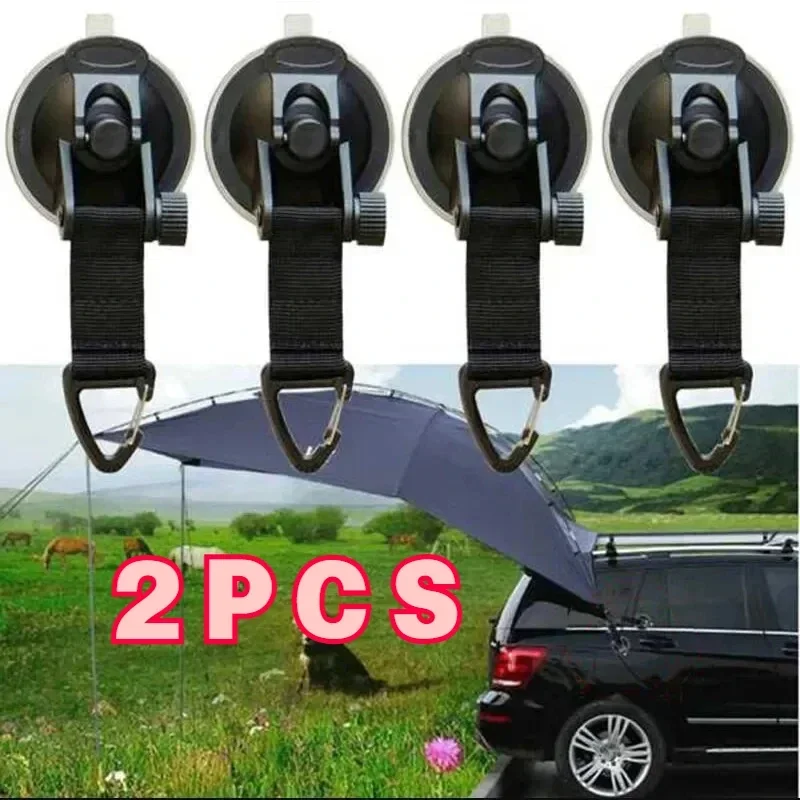 Vacuum Suction Cup Car Tent Buckle with Glass Hook, Lightweight Camping Bracket for Hiking and Climbing