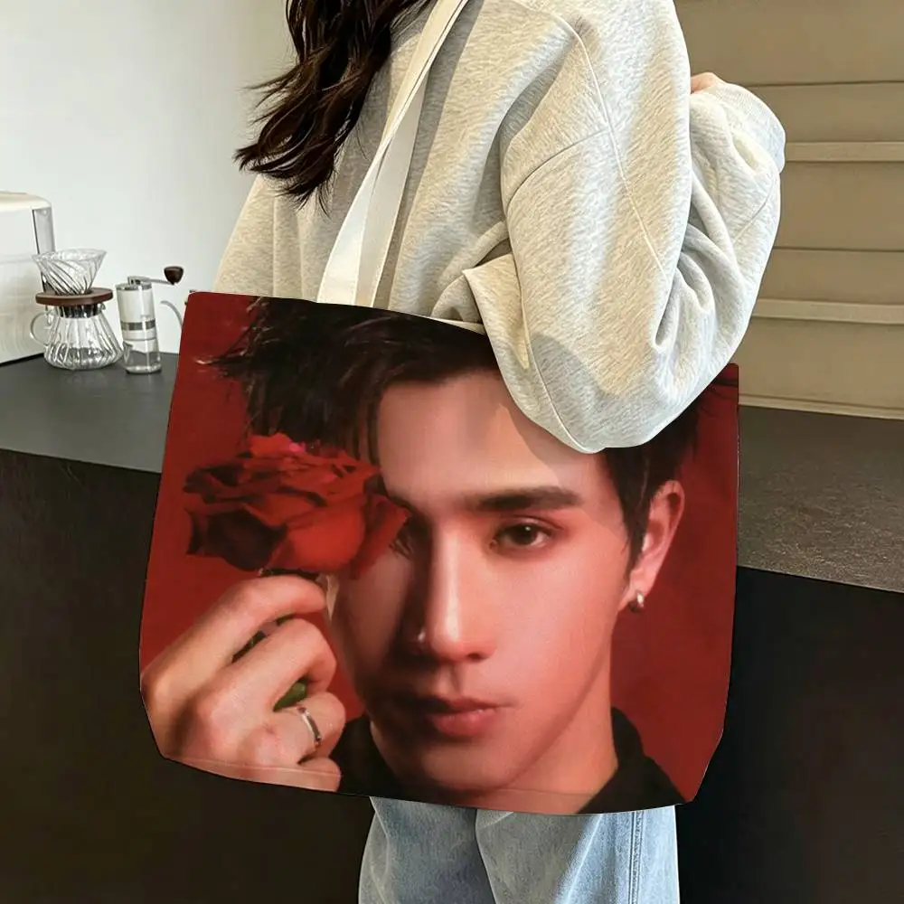 Love You T-Teacher P-Perth Tanapon Pobmek Cotton Polyester Zipper Tote Bag Large Capacity Shoulder Shopping Handbag