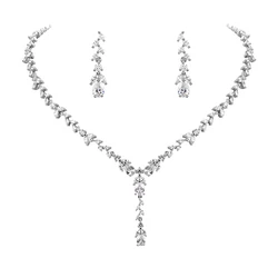 WEIMANJINGDIAN Brand New Arrival Elegant Leaf Shape Cubic Zirconia Necklace and Earring Wedding Jewelry Set