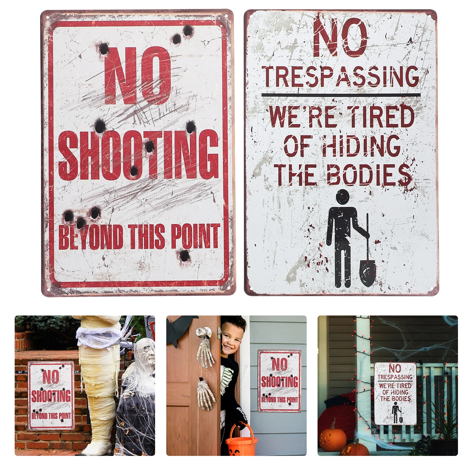 

2Pcs Iron Sheet Warning Sign Metal Outdoor Private Property Caution Sign Garden Yard Warning Board for Decor
