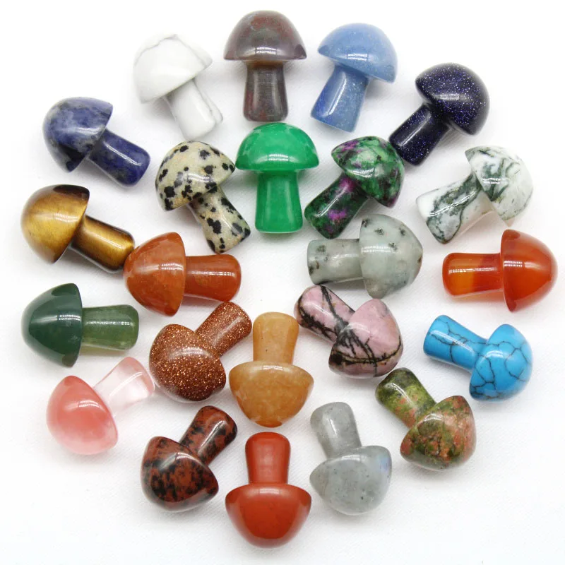 20mm של אבני חן מגולף תפאורה פטריות מיני קריסטל פטריות ריפוי אבן אמטיסט ירוק אוונטורין רוז קוורץ אופל 10 יח'\חבילה