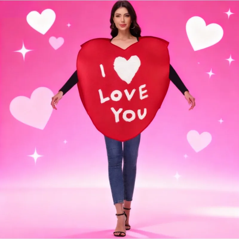 

Аксессуары для костюмов, костюм для пары из губчатой ткани - одинаковые наряды с цифровым принтом и сердечками для выступлений на День святого Валентина