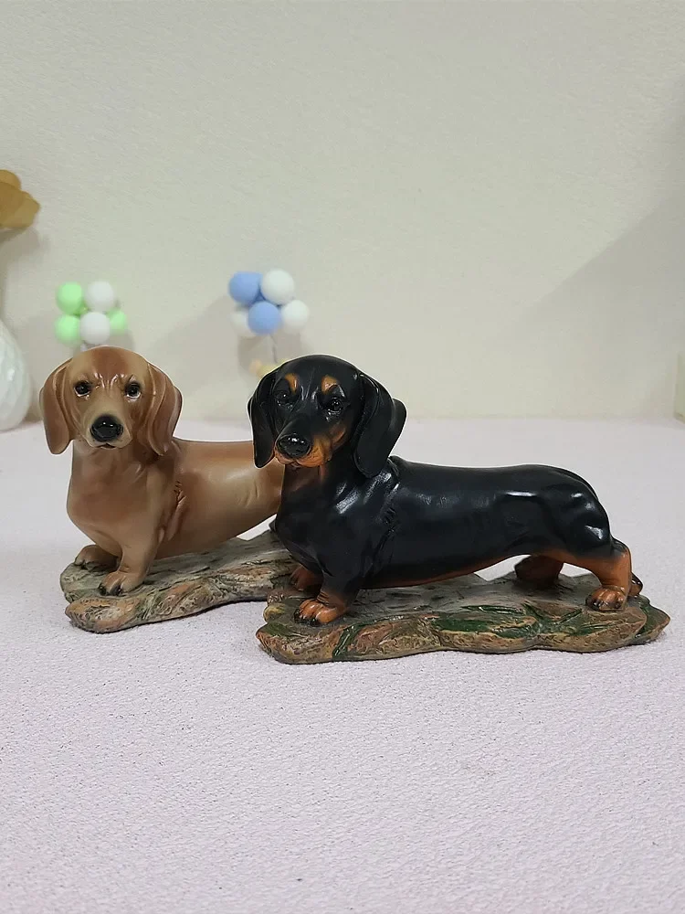 

Simulation Dachshund ornaments model resin puppy table top dog home decoration