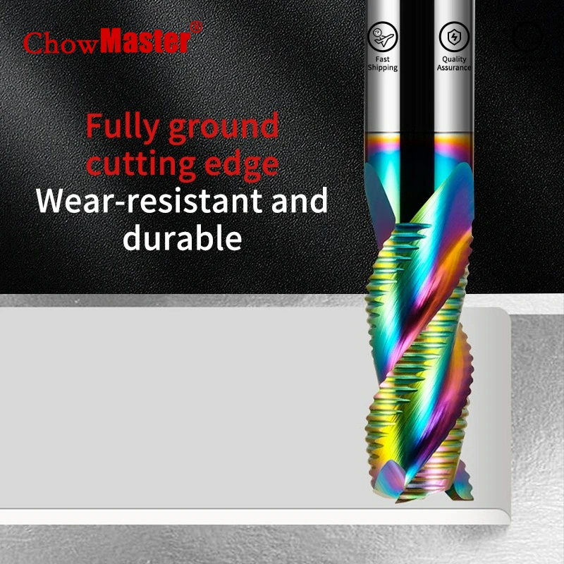 

Chowmaster Carbide Roughing End Mill HRC55 3F Corolful DLC Coated Tungsten Carbide Milling Cutter for Aluminum 3-20mm